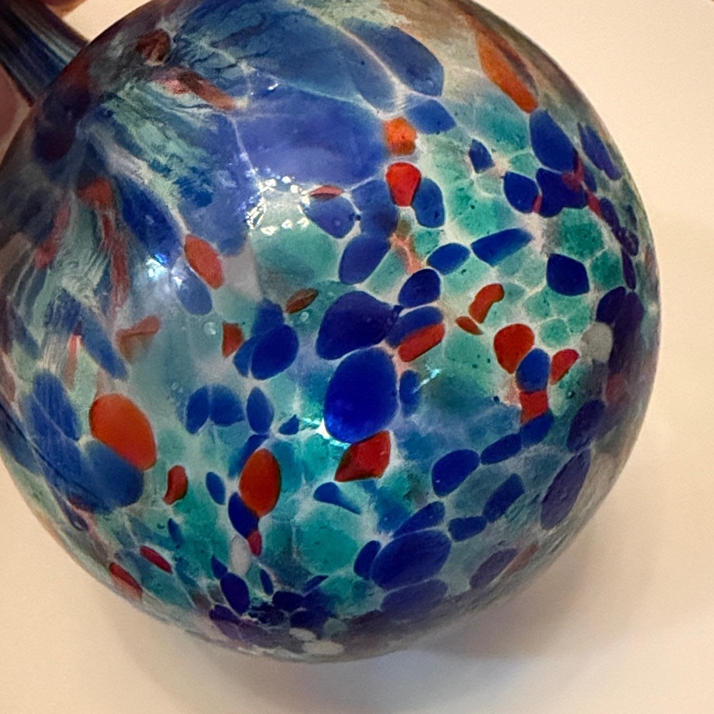 Plant Watering Glass Bulb Handcrafted Blue and Red Like New! - Picture 5 of 6